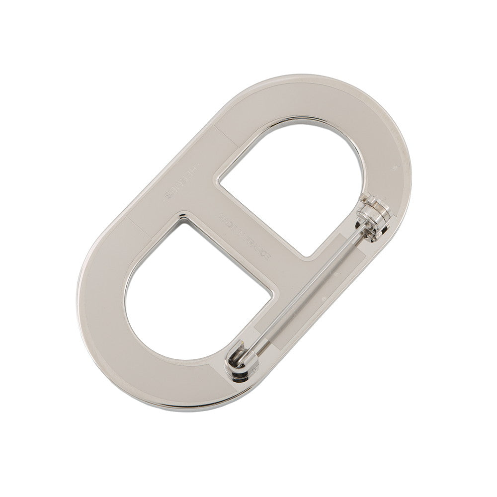 HERMES Chaine d'Ancre Brooch Black Epsom Metal