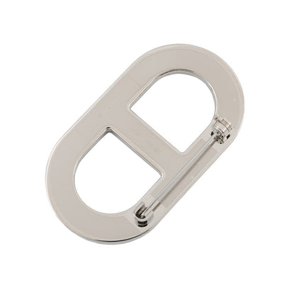 HERMES Chaine d'Ancre Brooch Black Epsom Metal