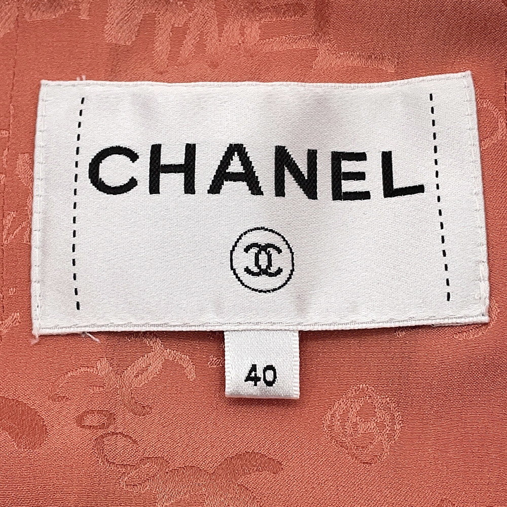 CHANEL Collarless Jacket Size 40 OrangeP77694 Wool 58% Alpaca 23% Polyamide 13% Paper 6%