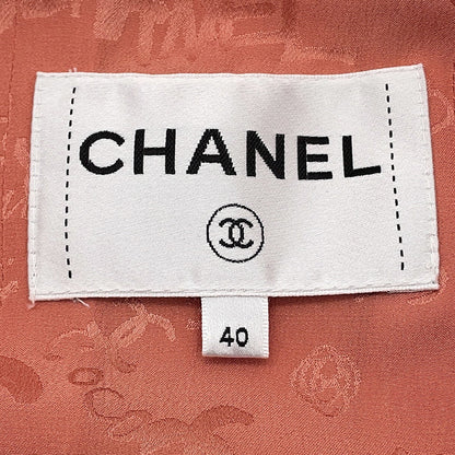 CHANEL Collarless Jacket Size 40 OrangeP77694 Wool 58% Alpaca 23% Polyamide 13% Paper 6%