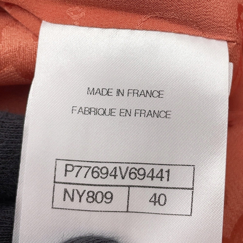 CHANEL Collarless Jacket Size 40 OrangeP77694 Wool 58% Alpaca 23% Polyamide 13% Paper 6%