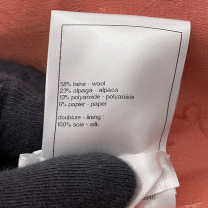 CHANEL Collarless Jacket Size 40 OrangeP77694 Wool 58% Alpaca 23% Polyamide 13% Paper 6%