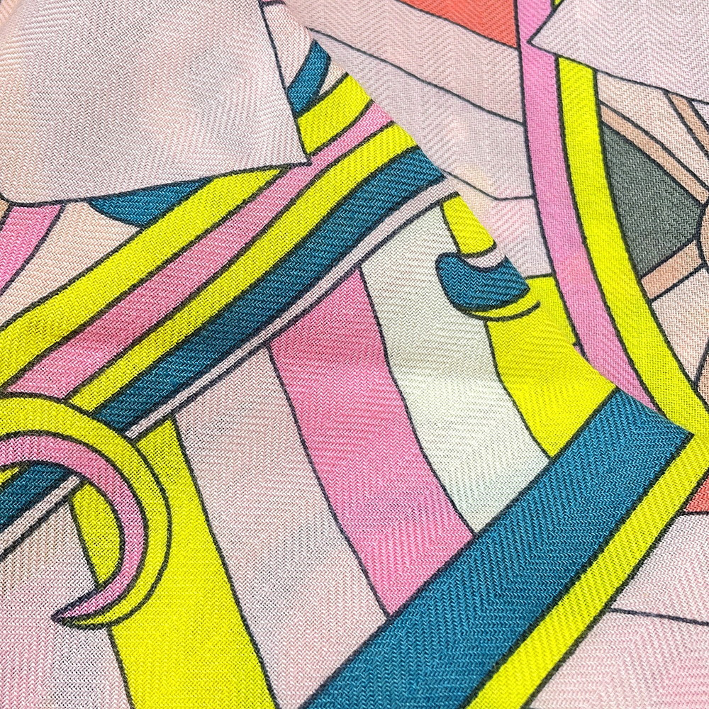 HERMES Giant Square Fauve Rainbow Size 140 Rose/Jaune vif/Etoupe Cashmere70% Silk30%