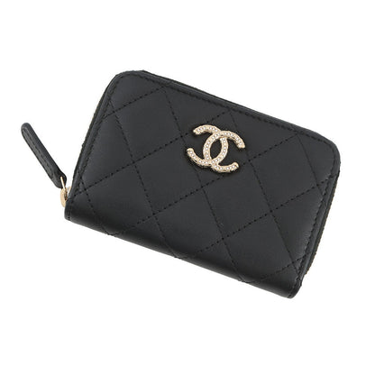 CHANEL Matelasse zip coin purse BlackAP4729 Lambskin/Rhinestone