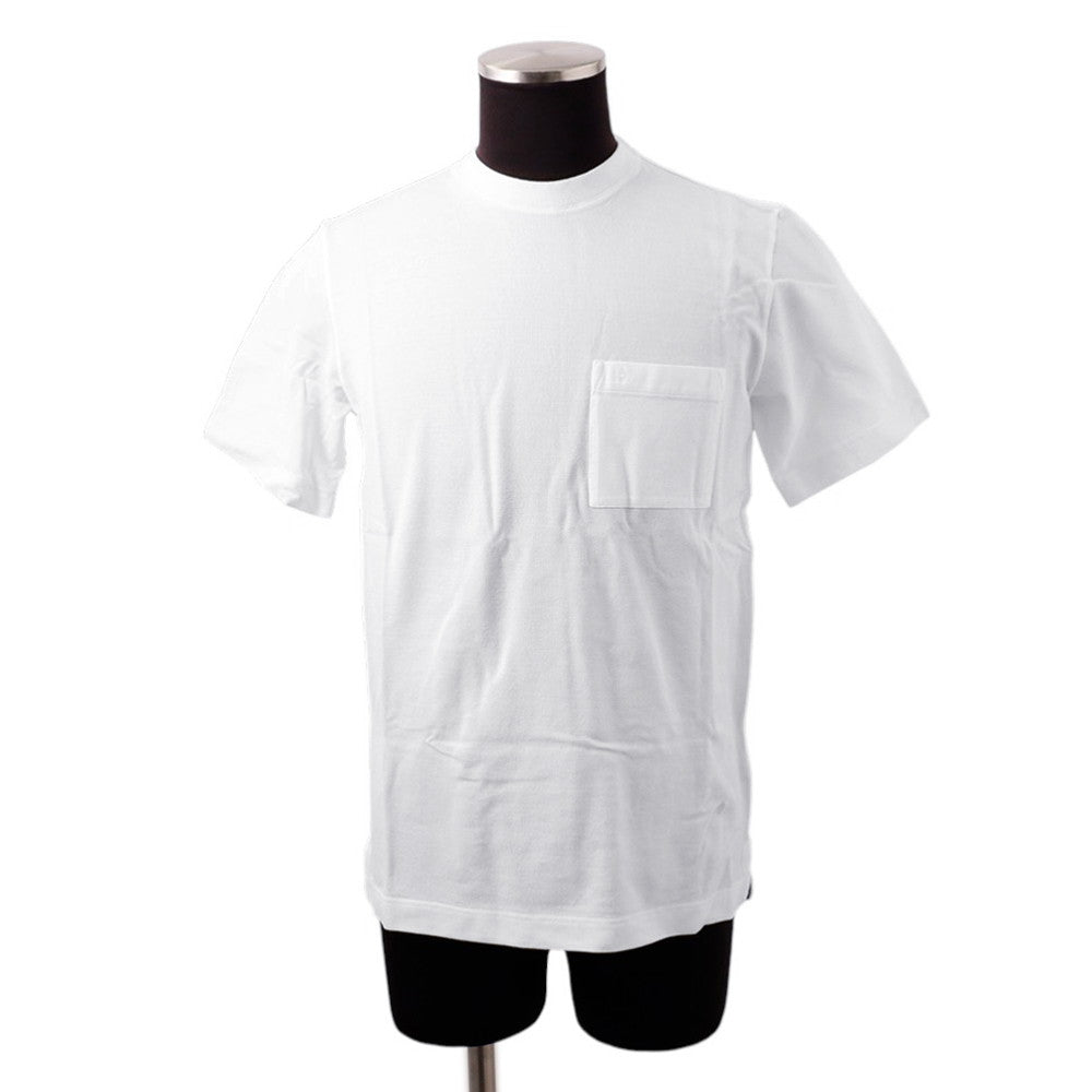 HERMES HEmbroidery Pocket T-Shirt Size S White Cotton100%
