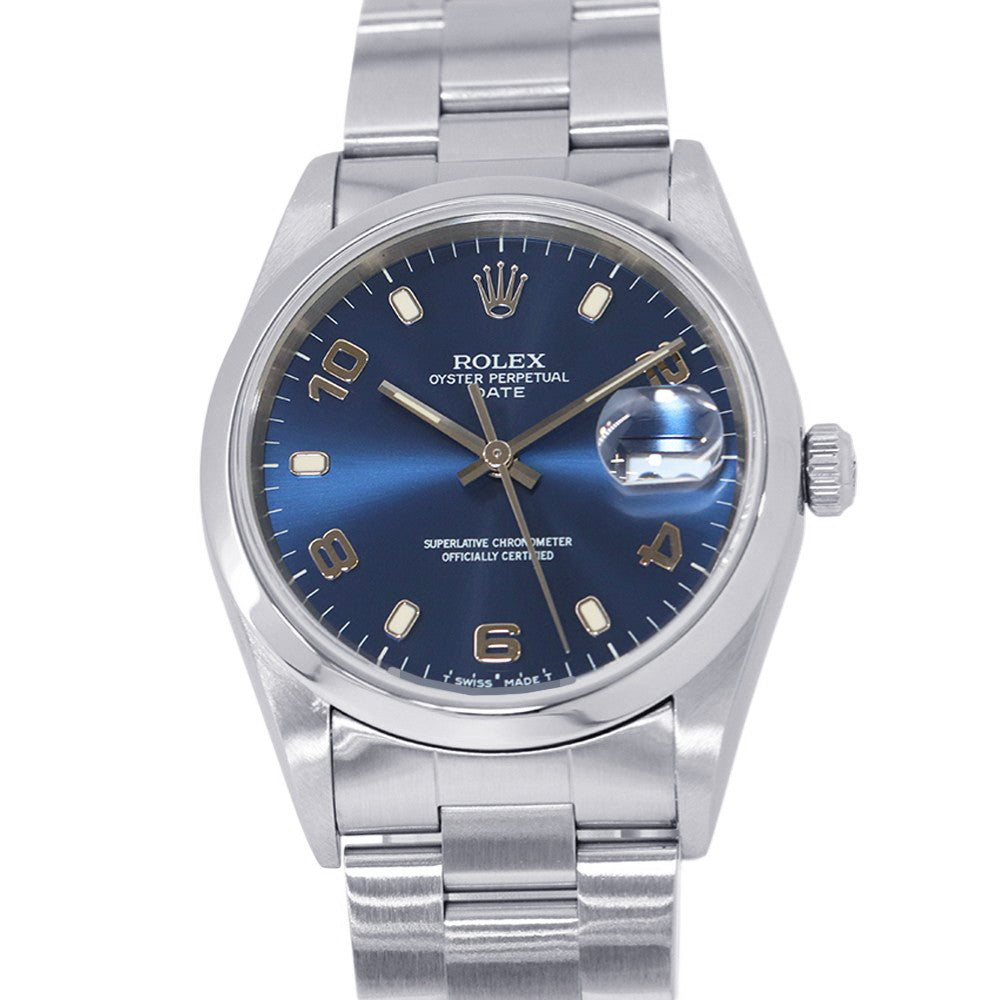 ROLEX Oyster Perpetual Date W34mm Stainless Steel Blue Dial15200