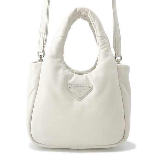 PRADA Nappa Triangle Handbag White1BA359 Soft Nappa Leather