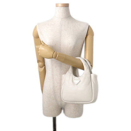 PRADA Nappa Triangle Handbag White1BA359 Soft Nappa Leather