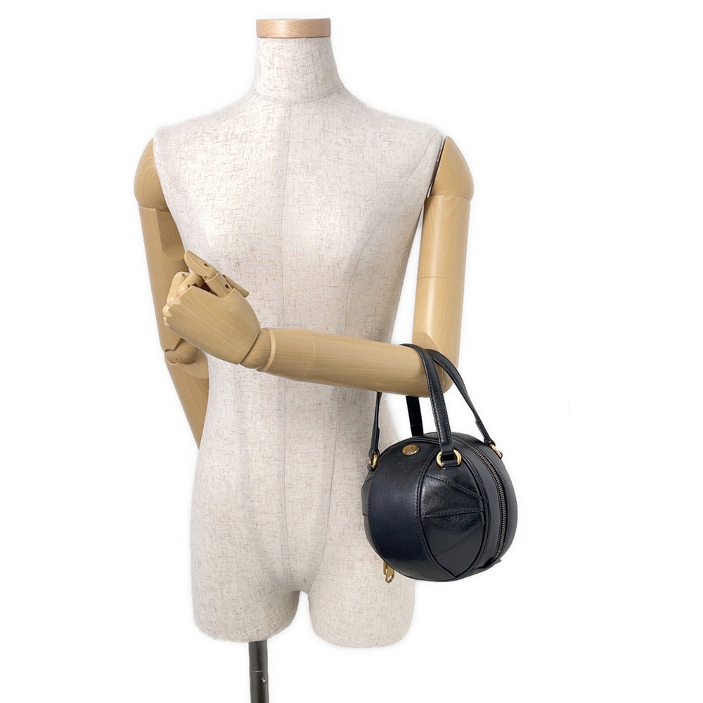 GUCCI GG Logo Basketball Shape 2-Way Shoulder Bag Black/Beige547855 Leather