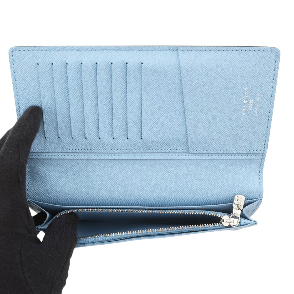 LOUIS VUITTON Portefeuille Brazza NM BlueM30757 Taiga Leather Lama