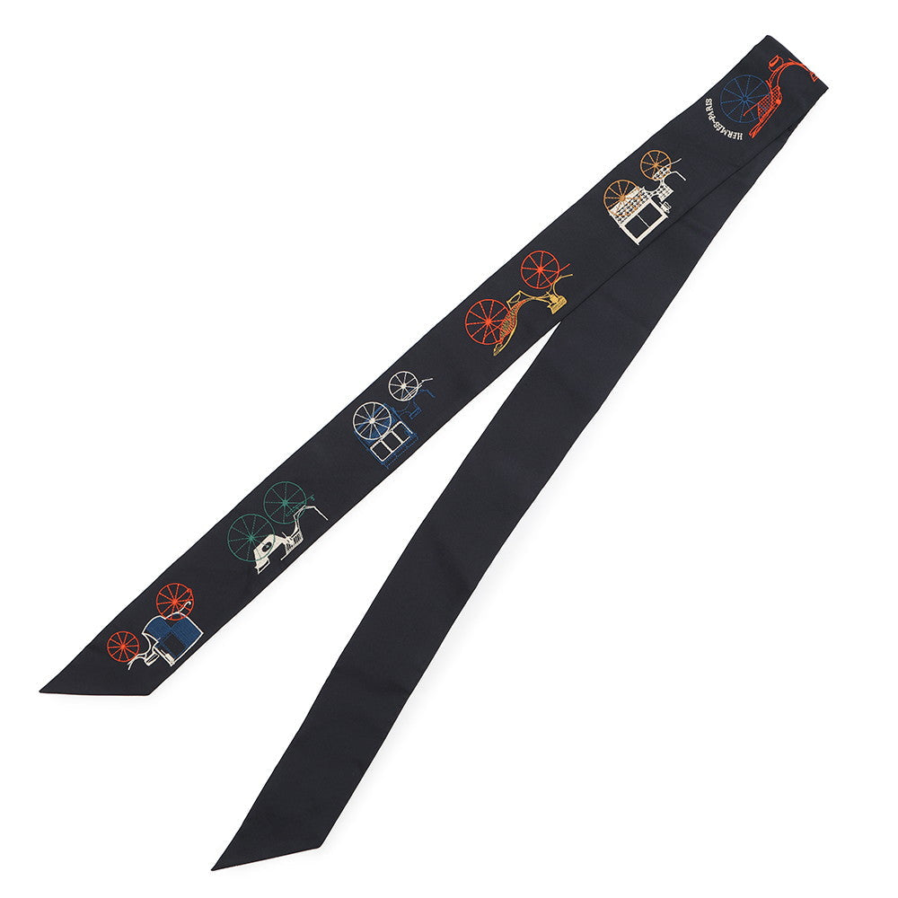 HERMES Twilly Long Twilly Long "A to Berlin" Autumn/Winter 2025 Blue・Noir/Multicolor Silk100%