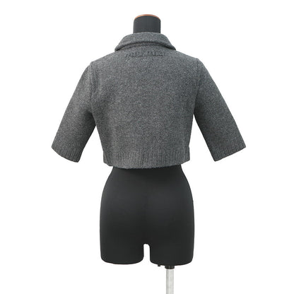MIUMIU Logo cropped cardigan Size 36 GrayMMJ113 Virgin wool