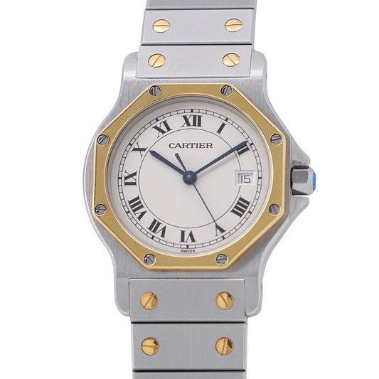 CARTIER Santos Octagon LM W30mm Stainless Steel K18YG Ivory Dial187902