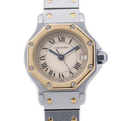 CARTIER Santos Octagon SM W25mm Stainless Steel K18YG Ivory DialW2001683 / 187903
