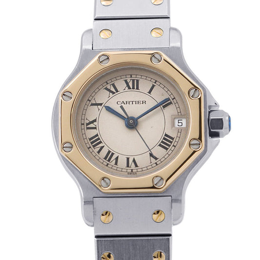CARTIER Santos Octagon SM W25mm Stainless Steel K18YG Ivory DialW2001683 / 187903