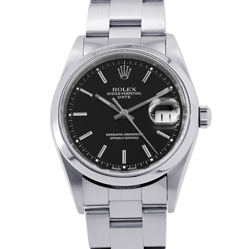 ROLEX Oyster Perpetual Date W34mm Stainless Steel Black Dial15200