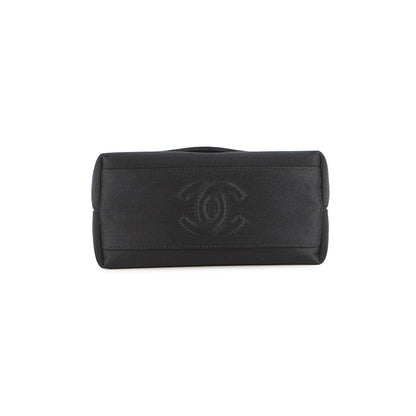 CHANEL Camellia Chain Party Bag Black Satin
