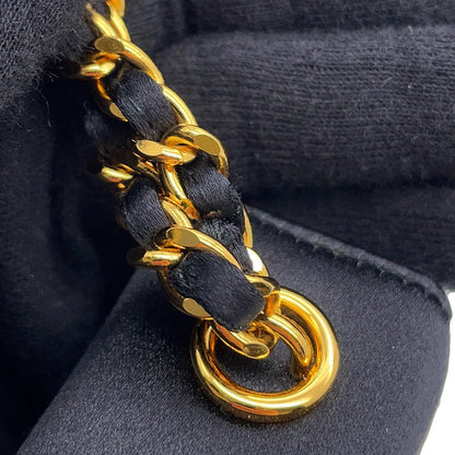 CHANEL Camellia Chain Party Bag Black Satin