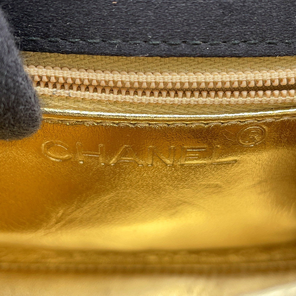 CHANEL Camellia Chain Party Bag Black Satin