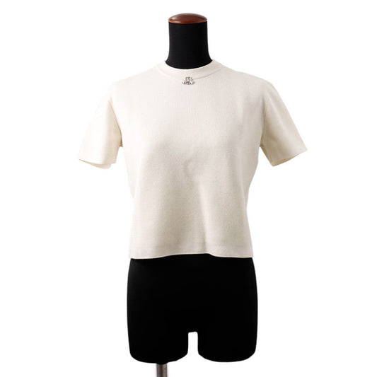 HERMES Short-sleeved knit with "Parfroy Remix" motif Size 36 Blanc NaturelH5H2679D2A334 Silk52% Cashmere27% Nylon20% Polyurethane1%