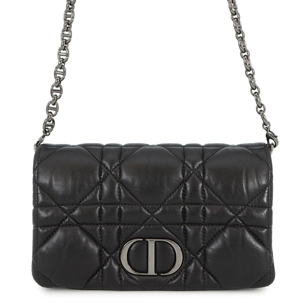 Dior Caro Pouch Macrocannage ChainShoulder Bag BlackS5135BNGX Lambskin