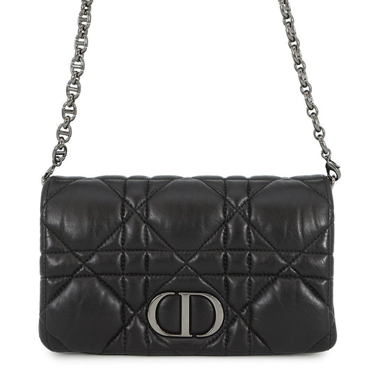 Dior Caro Pouch Macrocannage ChainShoulder Bag BlackS5135BNGX Lambskin