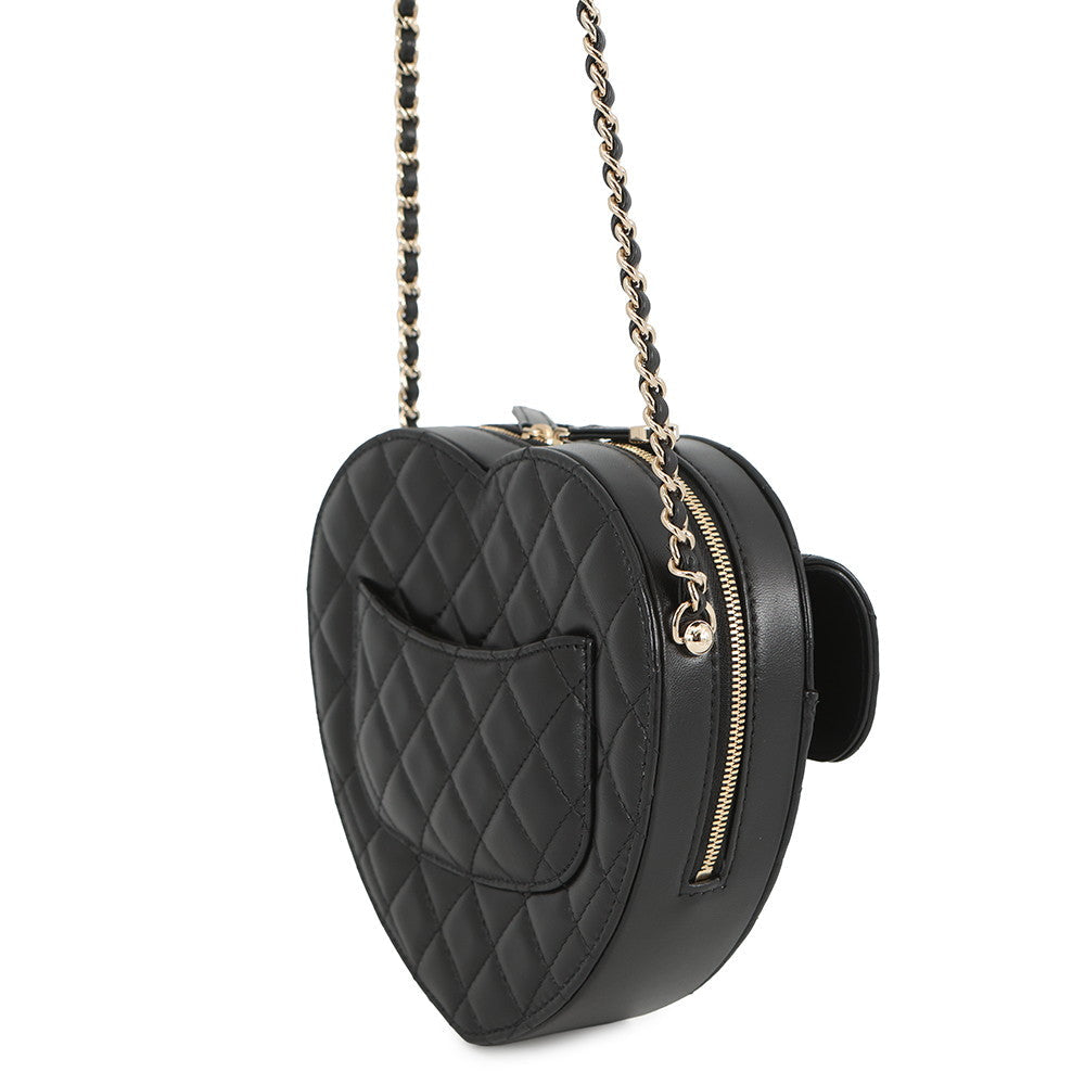 CHANEL Matelasse Heart Shape Bag BlackAS3191 Lambskin Size Large