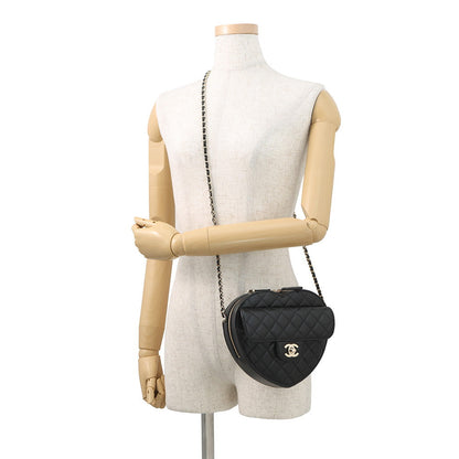 CHANEL Matelasse Heart Shape Bag BlackAS3191 Lambskin Size Large
