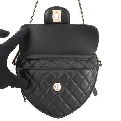 CHANEL Matelasse Heart Shape Bag BlackAS3191 Lambskin Size Large