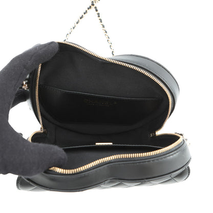 CHANEL Matelasse Heart Shape Bag BlackAS3191 Lambskin Size Large