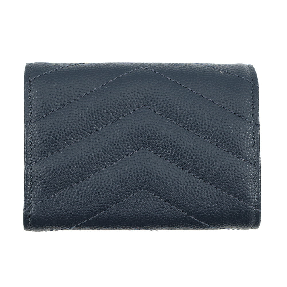 SAINT LAURENT PARIS Tiny Monogram Compact Wallet Navy505118 Leather