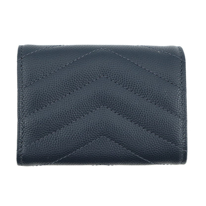 SAINT LAURENT PARIS Tiny Monogram Compact Wallet Navy505118 Leather