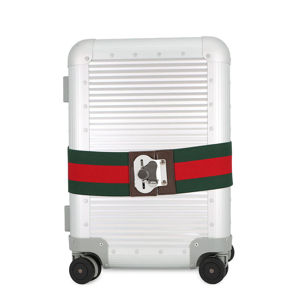GUCCI Porter Cabin Trolley FRM Suitcase Silver743843 Aluminum GG Supreme