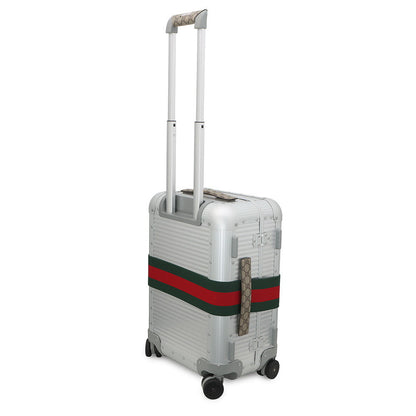 GUCCI Porter Cabin Trolley FRM Suitcase Silver743843 Aluminum GG Supreme