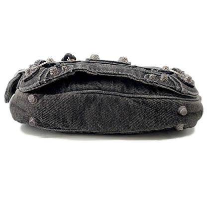 BALENCIAGA Luca Goal Shoulder Bag Gray/Black719082 Denim Size XS
