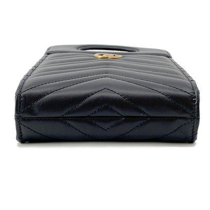 GUCCI GG Marmont Mini Top Handle Bag Black/Beige699756 Leather