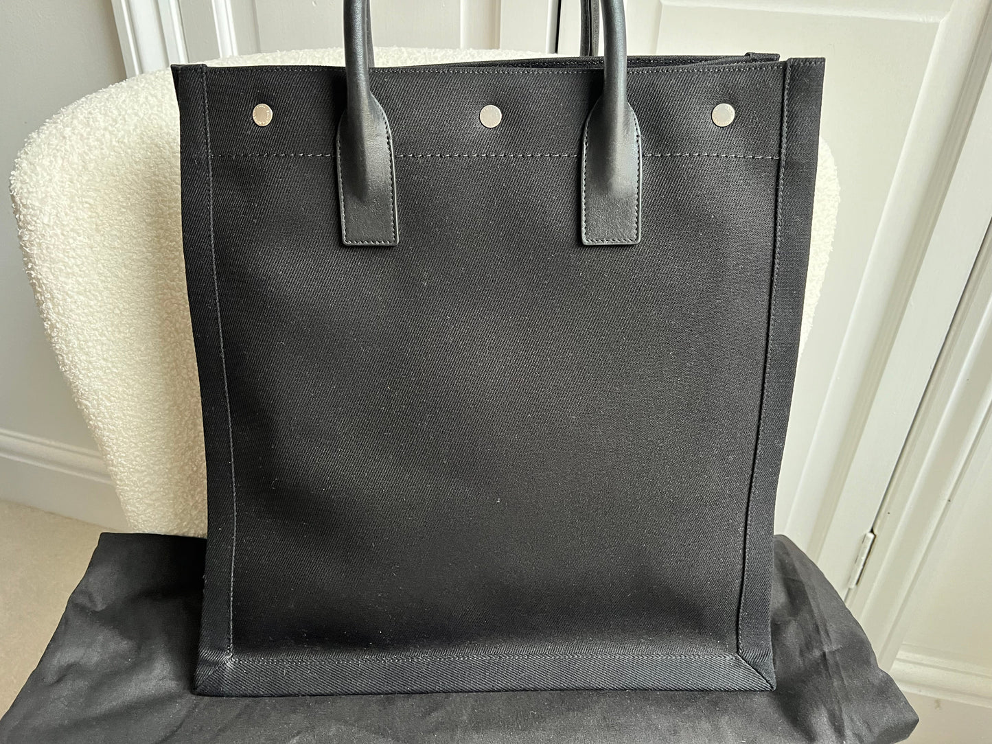 Yves Saint Laurent Rive Gauche NS Tote in Canvas and Printed Leather (RRP £1380)