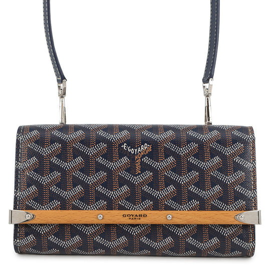 GOYARD Monte Carlo Mini Case Shoulder Bag Navy BlueMONTE2MINTY12CL12P PVC Wood