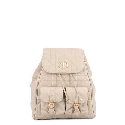 Dior Caro Macrocannage Backpack PowderBeigeM6301UNOZ Lambskin Size Medium