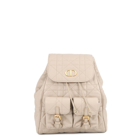 Dior Caro Macrocannage Backpack PowderBeigeM6301UNOZ Lambskin Size Medium