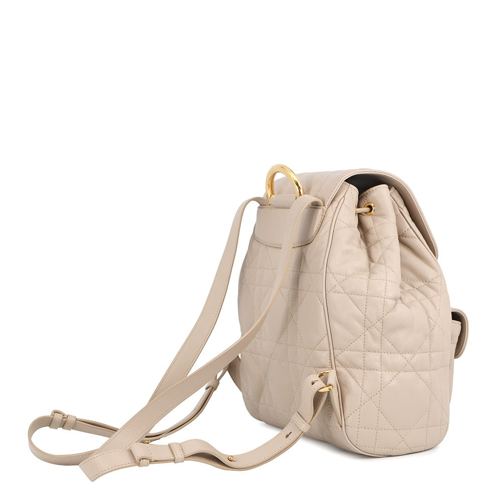 Dior Caro Macrocannage Backpack PowderBeigeM6301UNOZ Lambskin Size Medium