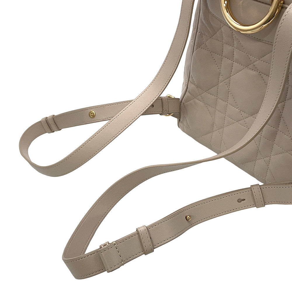 Dior Caro Macrocannage Backpack PowderBeigeM6301UNOZ Lambskin Size Medium