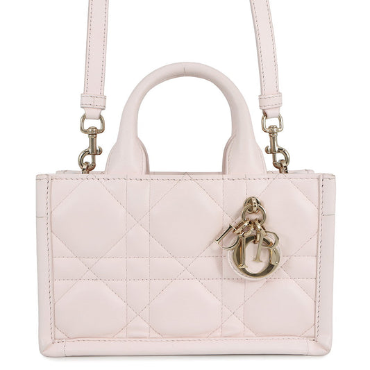 Dior Macrocannage Book Tote 2WAY Powder PinkS5573OWHP Calf Leather Size Mini