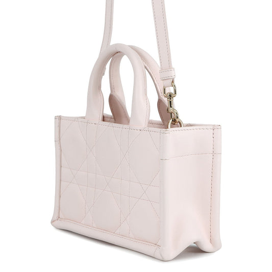 Dior Macrocannage Book Tote 2WAY Powder PinkS5573OWHP Calf Leather Size Mini