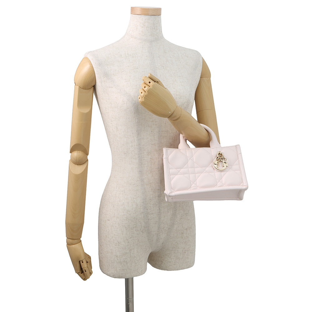 Dior Macrocannage Book Tote 2WAY Powder PinkS5573OWHP Calf Leather Size Mini