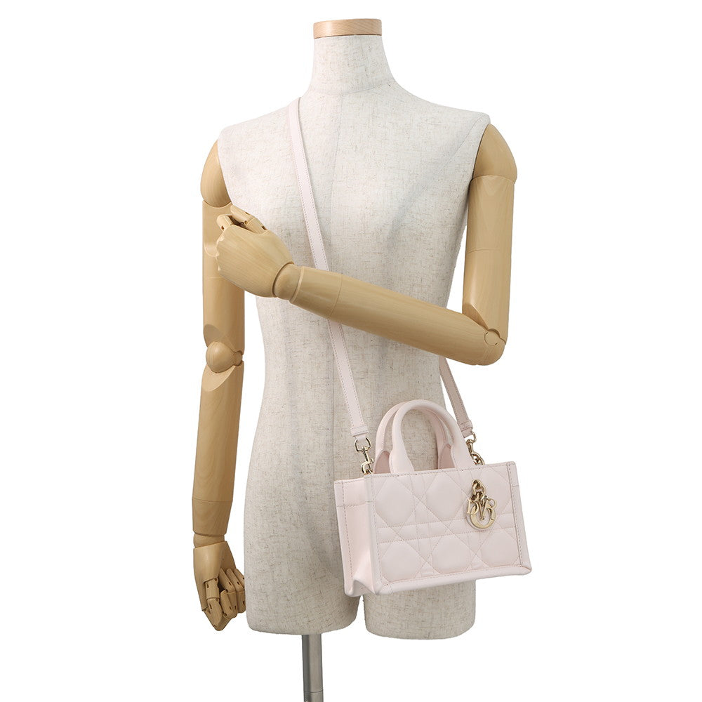 Dior Macrocannage Book Tote 2WAY Powder PinkS5573OWHP Calf Leather Size Mini