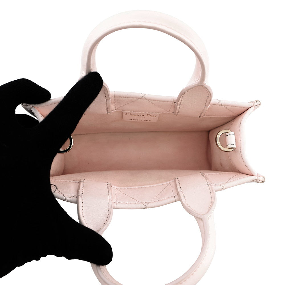 Dior Macrocannage Book Tote 2WAY Powder PinkS5573OWHP Calf Leather Size Mini