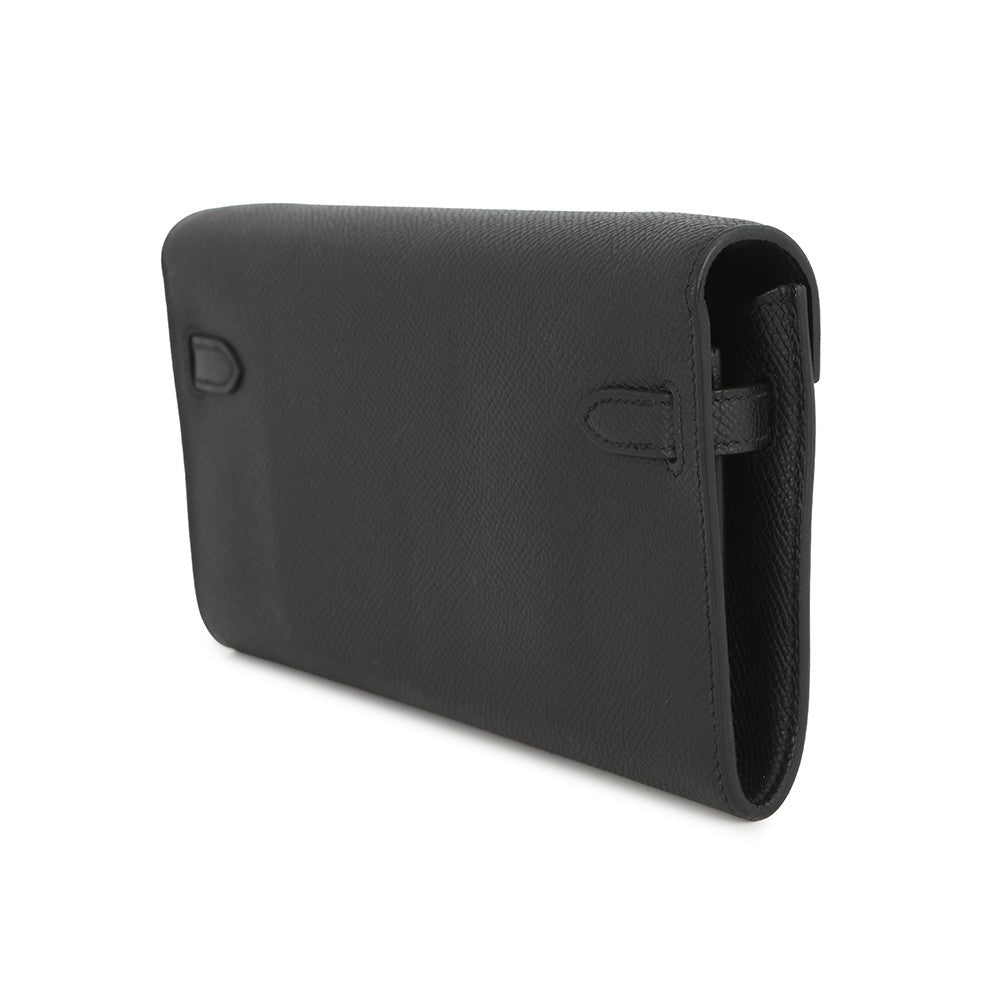 HERMES Kelly wallet long to go Black Epsom
