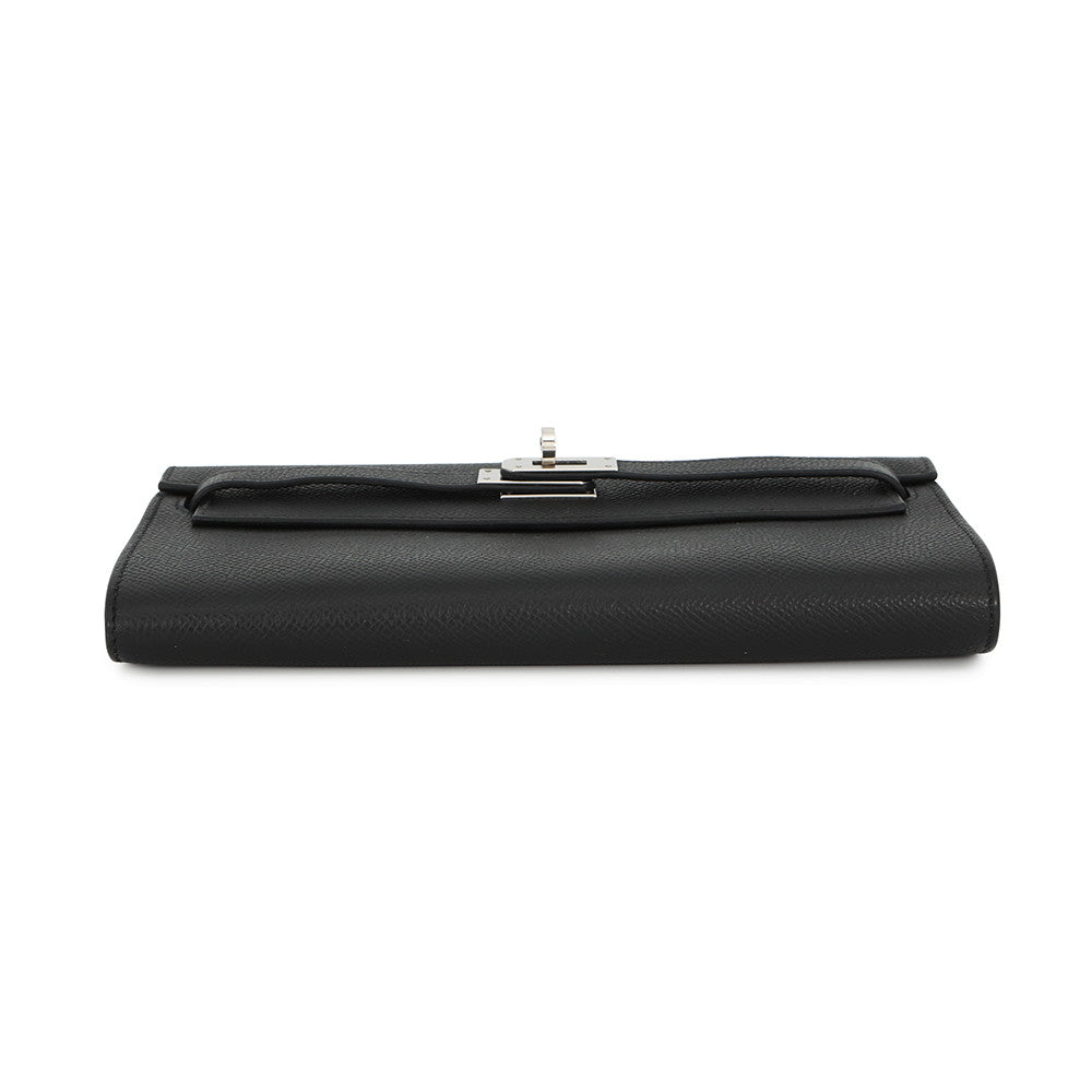 HERMES Kelly wallet long to go Black Epsom