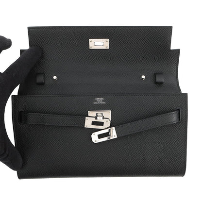 HERMES Kelly wallet long to go Black Epsom